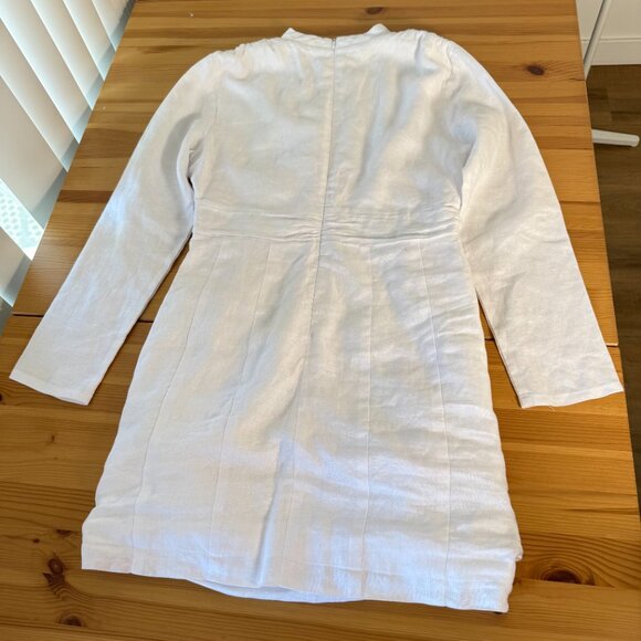 DISSH 100% Linen White Mini Dress Beach Long Sleeve AU 10 = US 6 - Picture 3 of 10